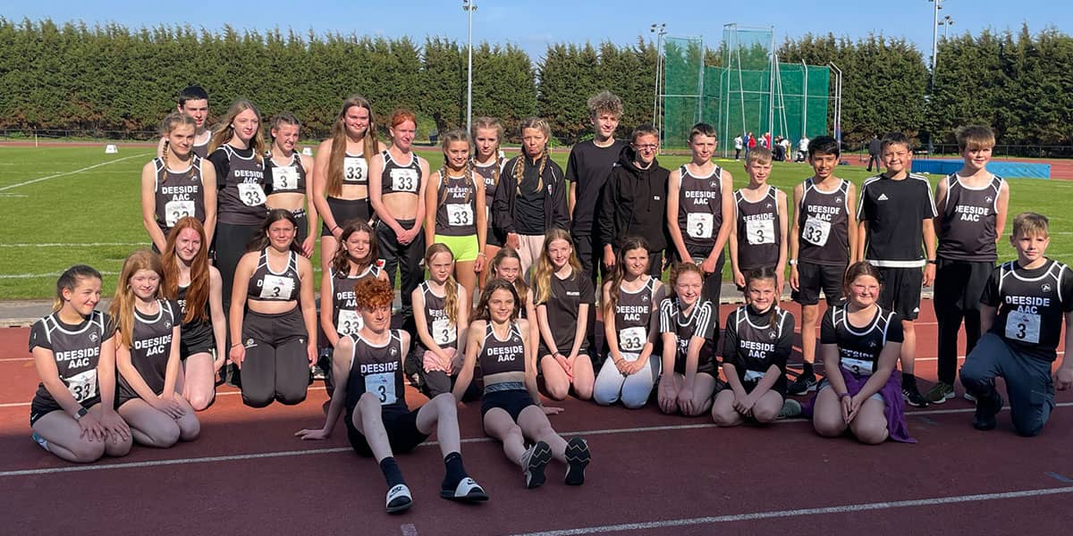 Teenage athletics team in Flintshire