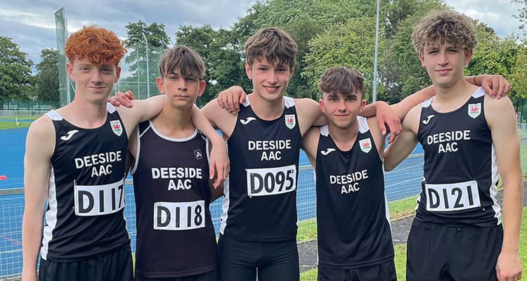 Teenage boys athletics group from Deeside A.A.C