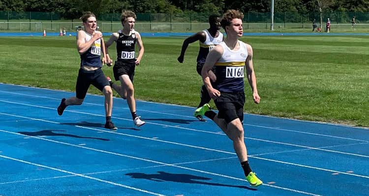 Boys race at Deeside stadium